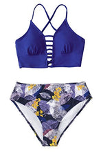 
                        
                          Load image into Gallery viewer, CUPSHE Women’s Bikini Swimsuit Floral Print Lace Up Strappy Two Piece Bathing Suit
                        
                      