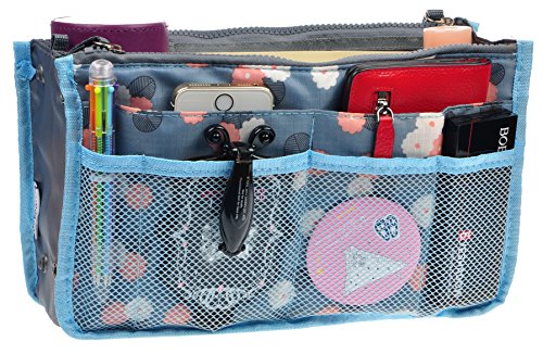 Vercord Purse Organizer Insert for Handbags Bag Organizers Inside Tote Pocketbook Women Nurse Nylon 13 Pockets Black Medium