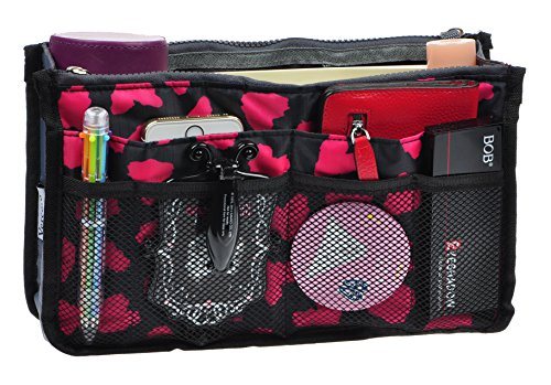 Vercord Purse Organizer Insert for Handbags Bag Organizers Inside Tote Pocketbook Women Nurse Nylon 13 Pockets Black Medium