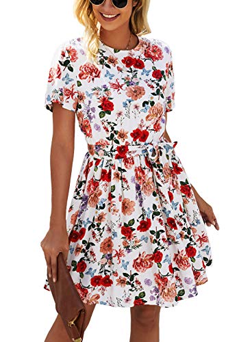 KIRUNDO 2021 Women’s Summer Short Sleeve Ruffle Floral Dress