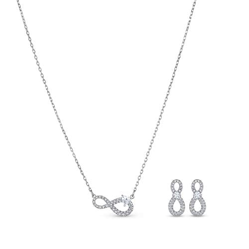 SWAROVSKI Women's Infinity Jewelry Set Collection, Rose Gold Tone & Rhodium Finish, Clear Crystals - JOY2ESpree