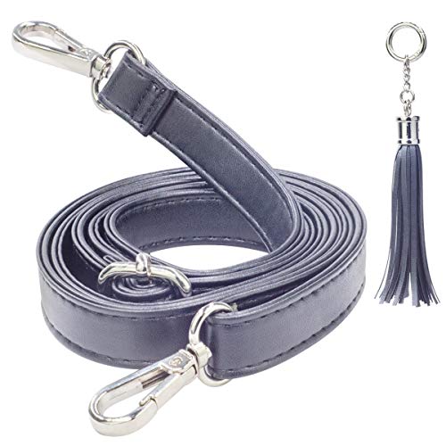 SUPXINJIA Leather Purse Strap Replacement - Adjustable for Handbags Crossbody or Shoulder Bags 34-59 Inch Long, 0.7 Inch Wide, Black with Gold Clasp