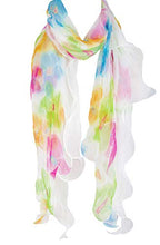 
                        
                          Load image into Gallery viewer, Double Layer Silk scarf, Floral Ruffle Silk Scarf, Summer scarf
                        
                      