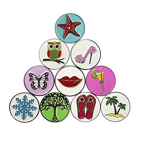 PINMEI Lot of 10 Golf Ball Markers Assorted Patterns - Soft Enamel Technique - JOY2ESpree