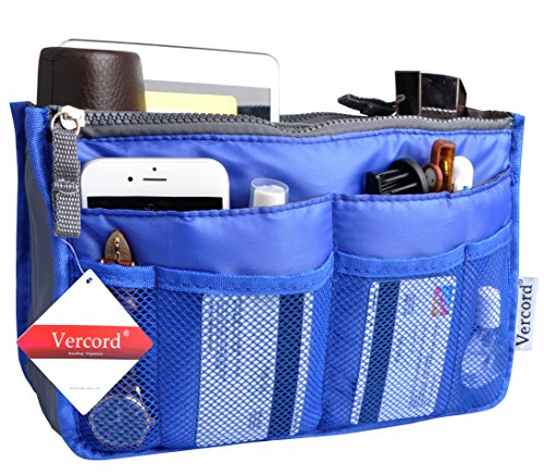 Vercord Purse Organizer Insert for Handbags Bag Organizers Inside Tote Pocketbook Women Nurse Nylon 13 Pockets Black Medium