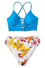 
                        
                          Load image into Gallery viewer, CUPSHE Women’s Bikini Swimsuit Floral Print Lace Up Strappy Two Piece Bathing Suit
                        
                      