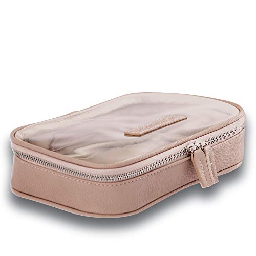 Vegan Leather Clear Makeup Bag - Toiletry Bags for Traveling - Cosmetic Bag