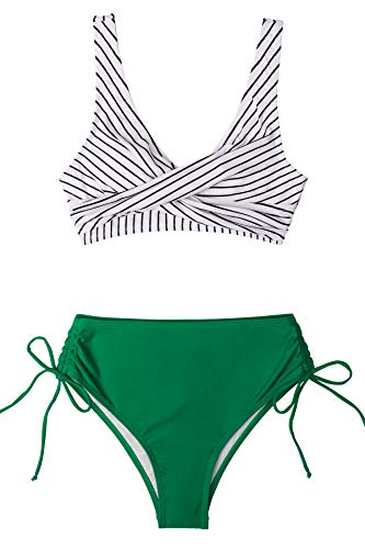 CUPSHE Women's Bikini Swimsuit Floral Print Lace Up Two Piece Bathing Suit