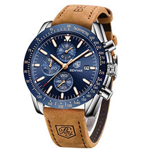 
                        
                          Muat gambar ke penampil Galeri, BENYAR Chronograph Mens Watch Quartz Movement 30M Waterproof | Leather Watch Strap
                        
                      