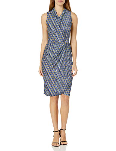 Amazon Brand - Lark & Ro Women's Sleeveless Crossover Twist Neck Faux Wrap Dress