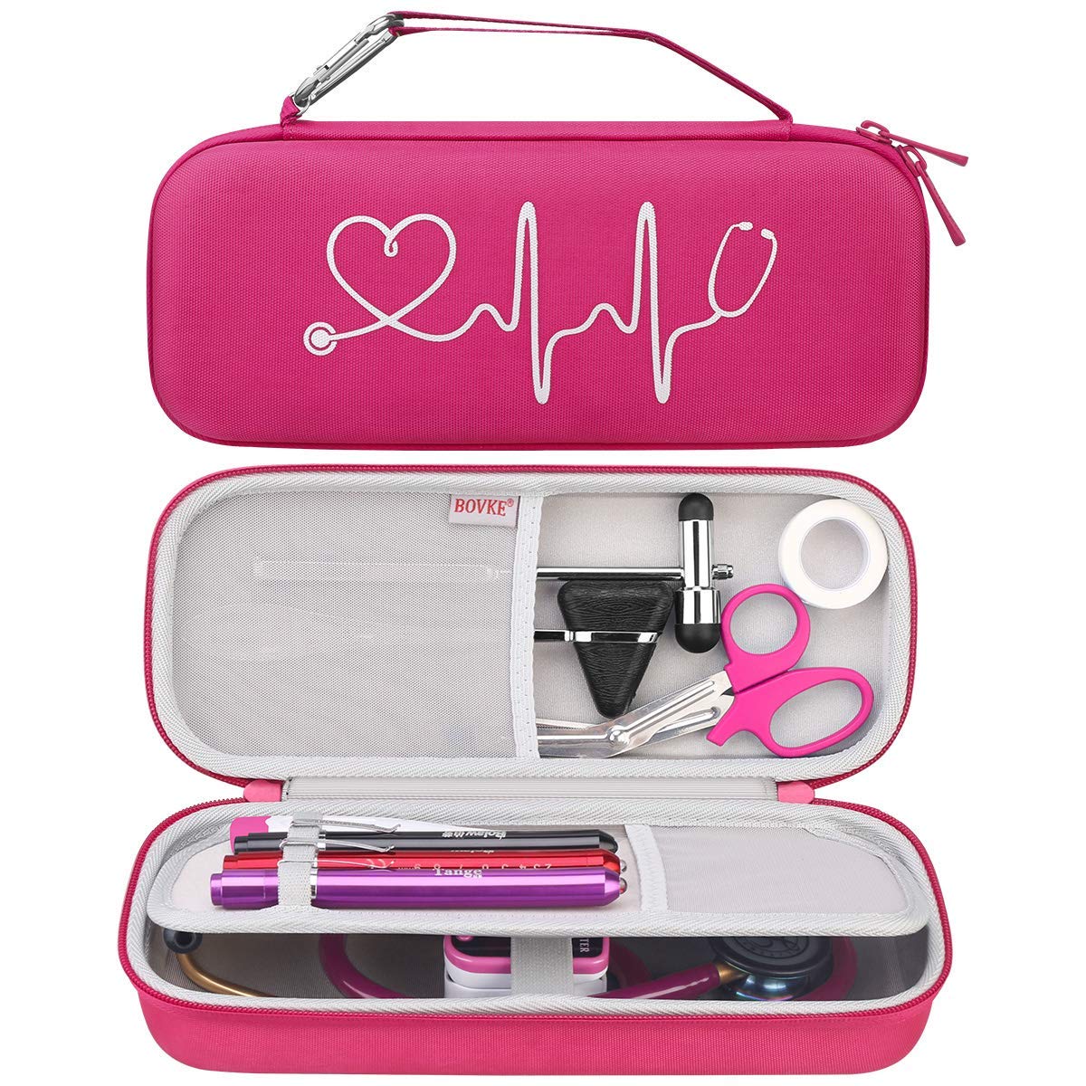 BOVKE Travel Case for 3M Littmann Classic III, Lightweight II S.E, Cardiology IV Diagnostic, MDF Acoustica Deluxe Stethoscopes