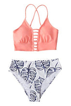 
                        
                          Load image into Gallery viewer, CUPSHE Women’s Bikini Swimsuit Floral Print Lace Up Strappy Two Piece Bathing Suit
                        
                      