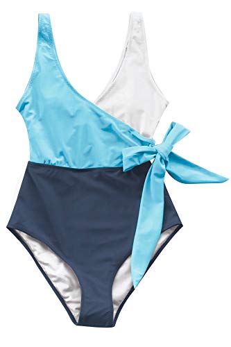 CUPSHE Women's One Piece Swimsuit Knotted Color Block Bathing Suit