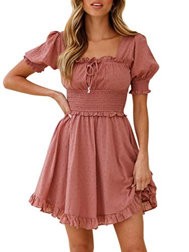 Simplee Women Sexy Deep V-Neck Short Sleeve Striped Print Mini A Line Dress
