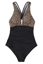 
                        
                          Load image into Gallery viewer, CUPSHE Women's One Piece Swimsuit V Neck Tummy Control Cross Back Vintage Swimwear Bathing Suits
                        
                      