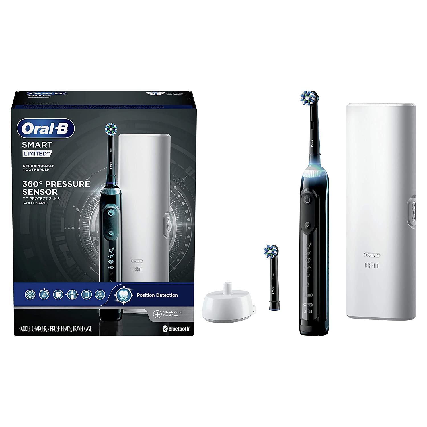 Electric Toothbrush, Oral-B Pro 7000 SmartSeries Black Electronic Power Rechargeable Toothbrush