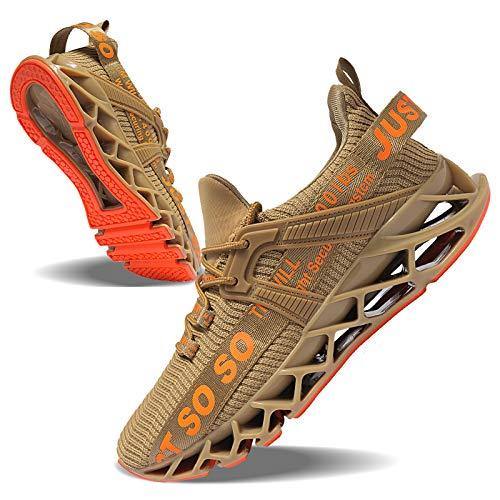 JSLEAP Mens Running Shoes Walking Non Slip Blade Type Sneakers