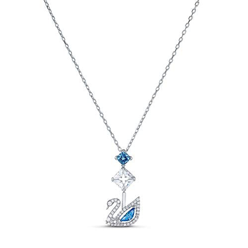 Swarovski Women's Dazzling Swan Necklace, Blue Crystals, Pink Crystals - JOY2ESpree