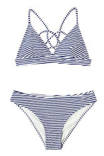 
                        
                          Load image into Gallery viewer, CUPSHE Women’s Bikini Swimsuit Stripe V Neck Back Cross Two Piece Bathing Suit
                        
                      