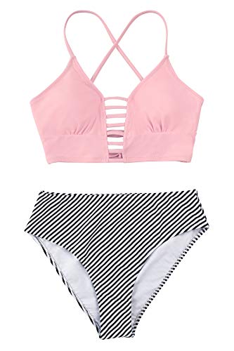 CUPSHE Women’s Bikini Swimsuit Floral Print Lace Up Strappy Two Piece Bathing Suit