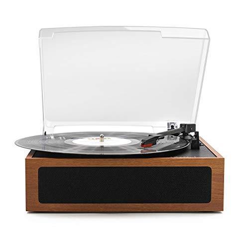 LP&No.1 Portable Suitcase Turntable with Stereo Speaker,3 Speeds Belt-Drive Vinyl Record Player Black - JOY2ESpree