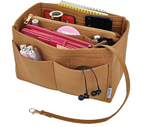 Vercord Felt Organizer Insert for Purse Handbag Tote Bag in Bag Inside Shaper Divider Neo Beige Small