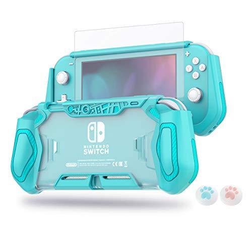 LeyuSmart Protective Case with High Clear Tempered Glass Screen Protector for Nintendo Switch Lite, Grey Color - JOY2ESpree