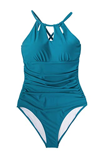 CUPSHE Women's One Piece Swimsuit High Neck Tummy Control Swimwear Bathing Suit