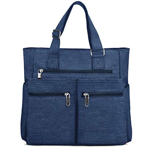 Canvas Tote Bag Waterproof Nylon Multi Pocket Shoulder Bags Laptop Work Bag Teacher Purse and Handbags for Women & Men
