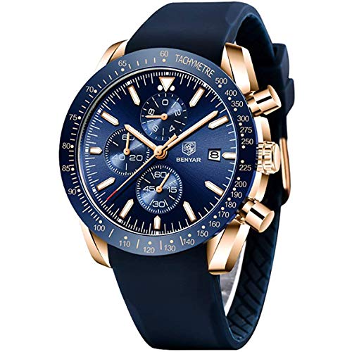 BENYAR Chronograph Mens Watch Quartz Movement 30M Waterproof | Leather Watch Strap