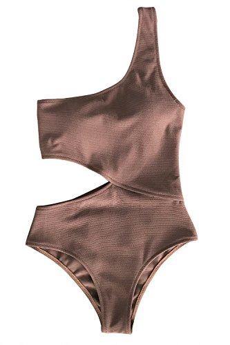 CUPSHE Women's One Piece Swimsuit One Shoulder Cut Out Ribbed Swimwear Bathing Suits - JOY2ESpree