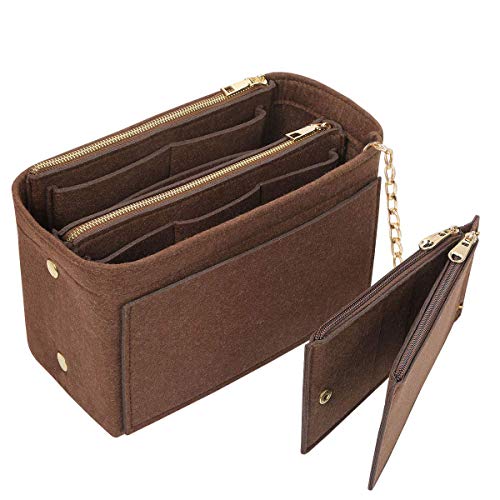 APSOONSELL Felt Purse Organizer Insert with Card Case, Tote Handbag Organizer Bag Insert with Zipper