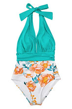 
                        
                          Load image into Gallery viewer, CUPSHE Women's One Piece Swimsuit Halter Plunge Neck Ruched Tummy Control Bathing Suits
                        
                      