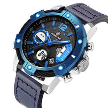 
                        
                          Load image into Gallery viewer, Mens Sport Watch Digital Analog Quartz Waterproof Multifunctional Military Leather Wrist Watches
                        
                      