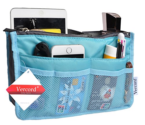 Vercord Purse Organizer Insert for Handbags Bag Organizers Inside Tote Pocketbook Women Nurse Nylon 13 Pockets Black Medium