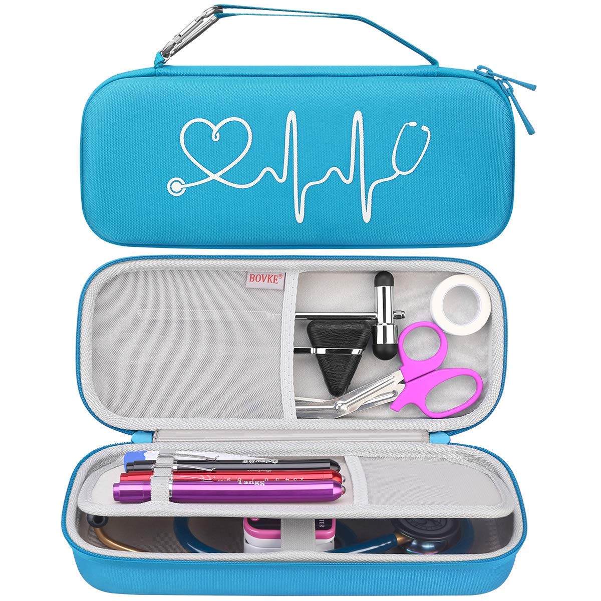 BOVKE Travel Case for 3M Littmann Classic III, Lightweight II S.E, Cardiology IV Diagnostic, MDF Acoustica Deluxe Stethoscopes