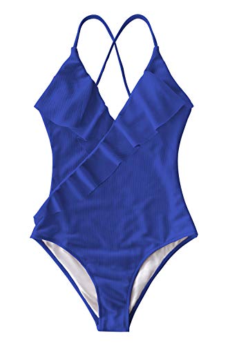 CUPSHE Women's One Piece Swimsuit Ruffle Wrap Textured Beach Swimwear Bathing Suits