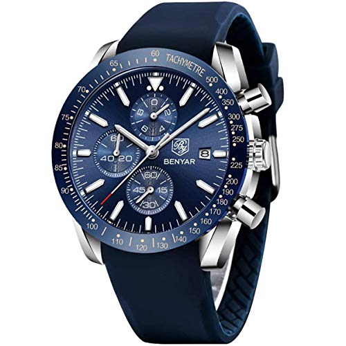 BENYAR Chronograph Mens Watch Quartz Movement 30M Waterproof | Leather Watch Strap