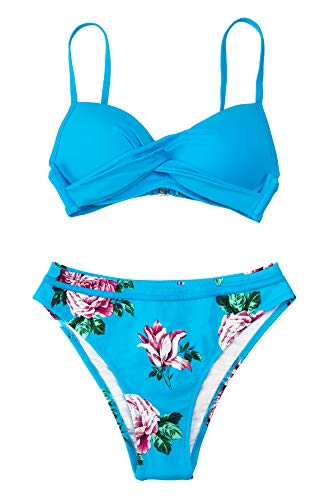 CUPSHE Women's Wrap Top Floral Bottom Bathing Suit Two Piece Sexy Swimsuit
