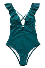 
                        
                          Cargar imagen en el visor de la galería, CUPSHE Women's One Piece Swimsuit Ruffle Deep V Neck Strappy Swimwear Bathing Suits
                        
                      