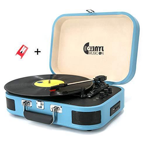 Bluetooth Record Player 3 Speed Craftmanship Turntable with Built-in Premium Speakers Support USB Playback/Recording (Black)… - JOY2ESpree