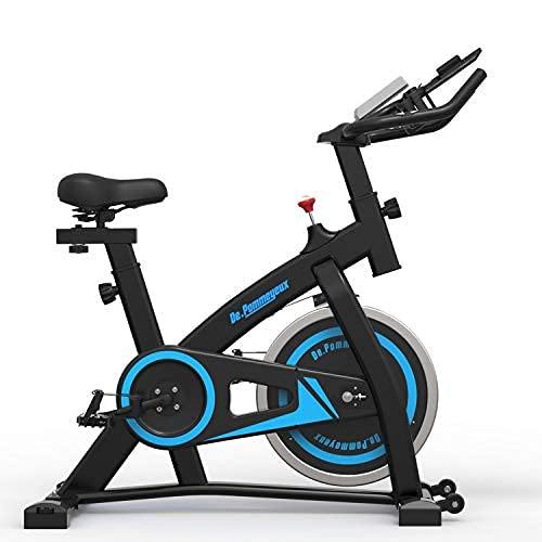 De.Pommeyeux Exercise Bike, Indoor Cycling Bike Stationary, Workout Bike for Home Cardio Gym with Tablet Mount, Pulse Sensor and LCD Monitor - JOY2ESpree