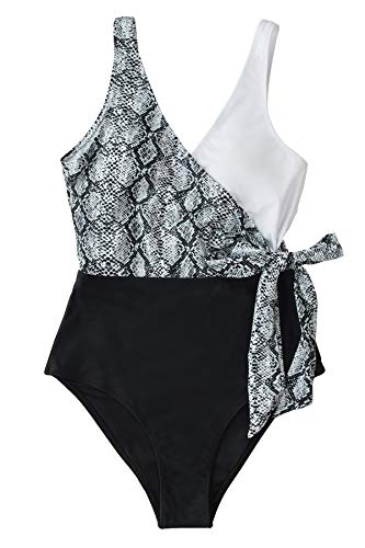 CUPSHE Women's One Piece Swimsuit Knotted Color Block Bathing Suit