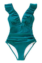
                        
                          Muat gambar ke penampil Galeri, CUPSHE Women's V Neck One Piece Swimsuit Ruffled Lace Up Monokini
                        
                      