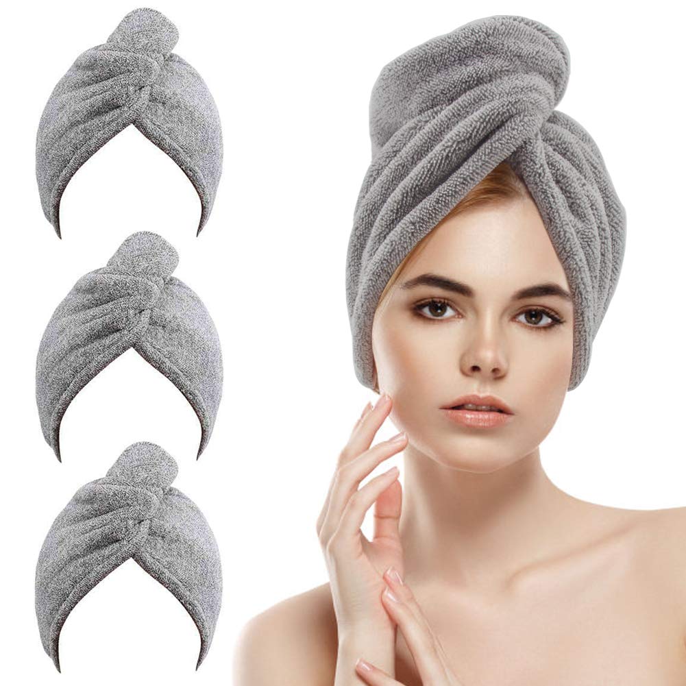 Vinker 3 Pack Hair Towel Wrap, Microfiber Quick Drying Hair Towels, Bath Dryer Caps, Bath Hair Drying Towel, Quick Dryer Hat for Women Girls