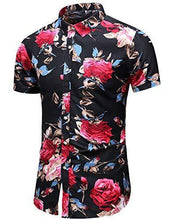 
                        
                          Load image into Gallery viewer, LEFTGU Men's Slim fit Floral Printed Beach Hawaiian Button-Down Dress Shirt
                        
                      