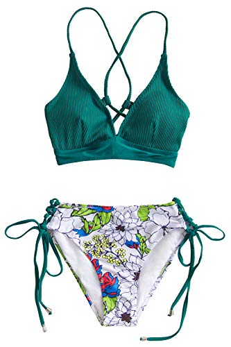 CUPSHE Women's Lace Up Bikini Swimsuit Adjustable Shoulder Straps Sets