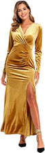 
                        
                          Load image into Gallery viewer, Ababalaya Long Sleeve Wrap Velvet Long Formal Dresses Cocktail Dress
                        
                      