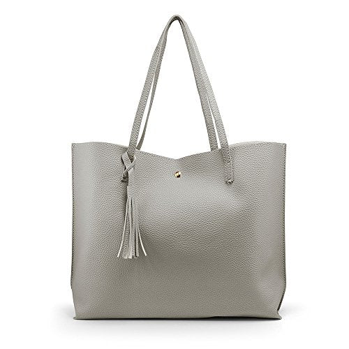Oct17 Women Large Tote Bag - Tassels Faux Leather Shoulder Handbags, Fashion Ladies Purses Satchel Messenger Bags