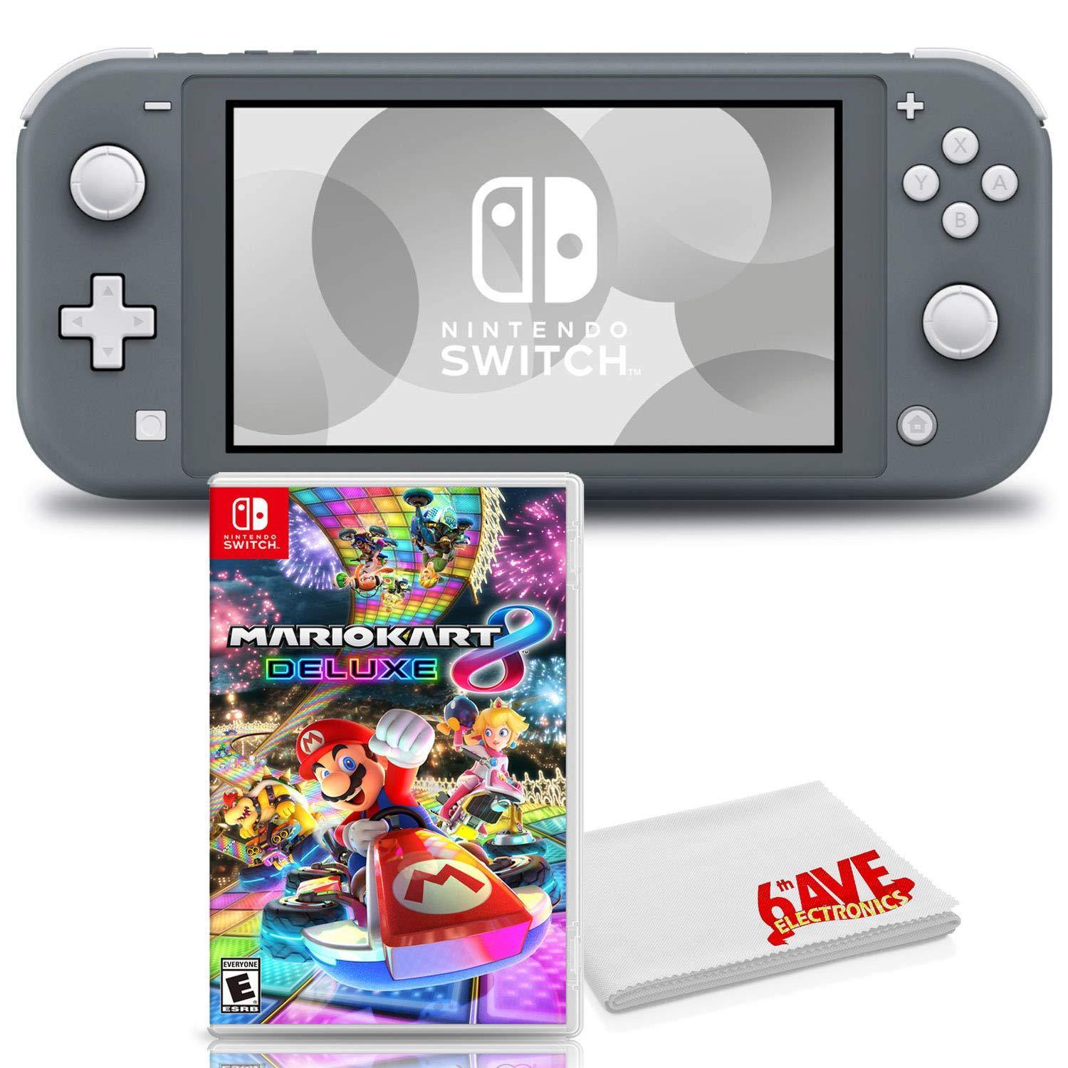 Nintendo Switch Lite (Turquoise) Console Bundle with Mario Kart 8 Deluxe Game and 6Ave Cleaning Cloth - JOY2ESpree